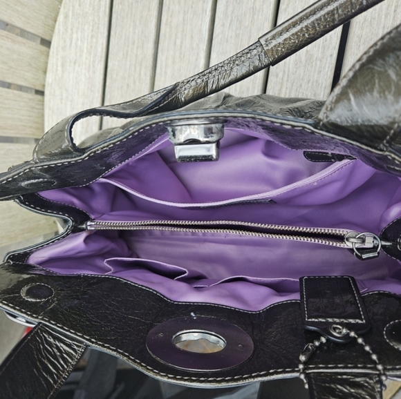 Authentic Coach 13915 Garnet Patent Gunmetal Handbag - Picture 2 of 7